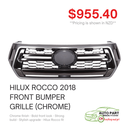 HILUX ROCCO 2018 FRONT BUMPER GRILLE (CHROME) "PICKUP FROM AUTO PARTS, MATAUTU"