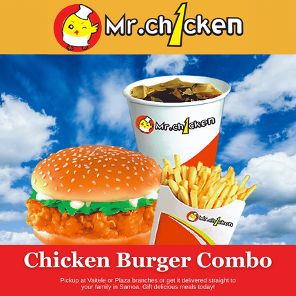 Chicken Burger Combo "PICKUP FROM MR. CHICKEN PLAZA OR VAITELE"