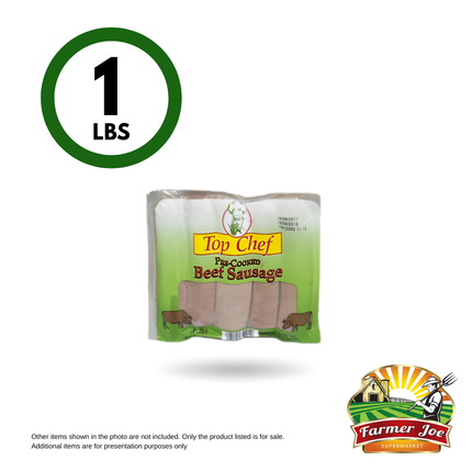 Top Chef Precooked Beef Sausages 1lb "PICKUP FROM FARMER JOE SUPERMARKET VAITELE ONLY"