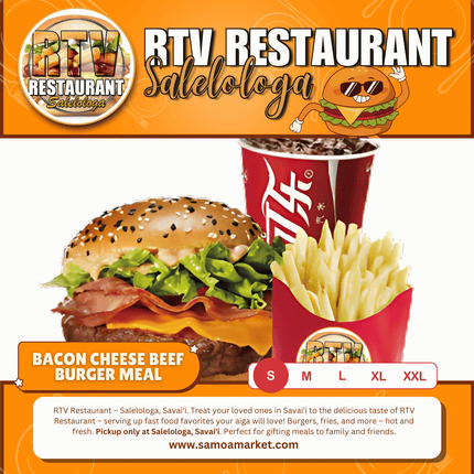 Bacon Cheese Beef Burger SML Meal "PICKUP FROM RTV SALELOLOGA"