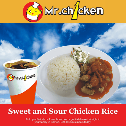 Sweet & Sour Chicken Rice "PICKUP FROM MR. CHICKEN PLAZA OR VAITELE"