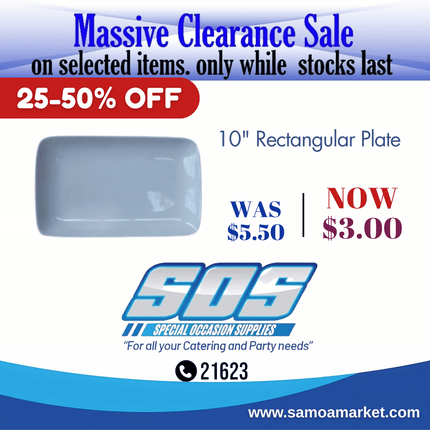 10" Rectangular Plate "Pick Up From S.O.S LTD, Togafuafua"