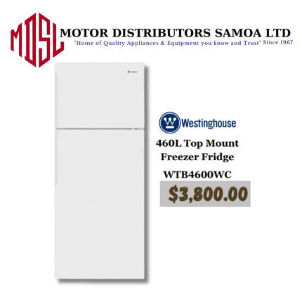 460L Top Mount Freezer Fridge WTB4600WC "PICKUP FROM MOTOR DISTRIBUTORS SAVALALO"