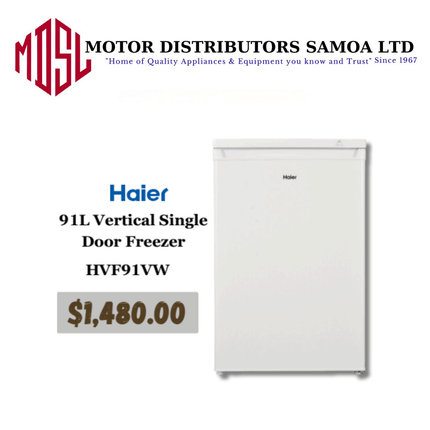 Haier 91L Vertical Single Door Freezer HVF91VW "PICKUP FROM MOTOR DISTRIBUTORS SAVALALO"