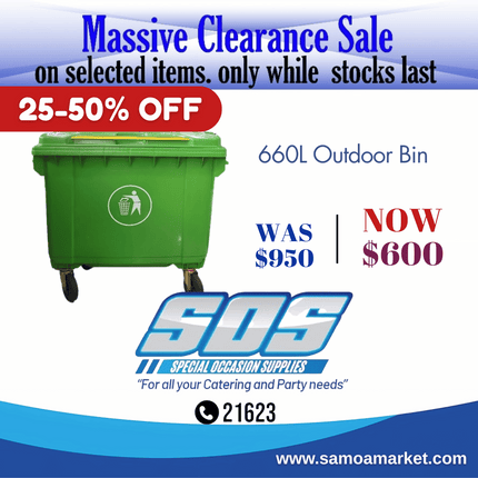 660L Outdoor Bin "Pick Up From S.O.S LTD, Togafuafua"