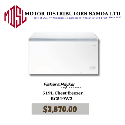 Fisher & Paykel 519L Chest Freezer RC519W2 "PICKUP FROM MOTOR DISTRIBUTORS SAVALALO"