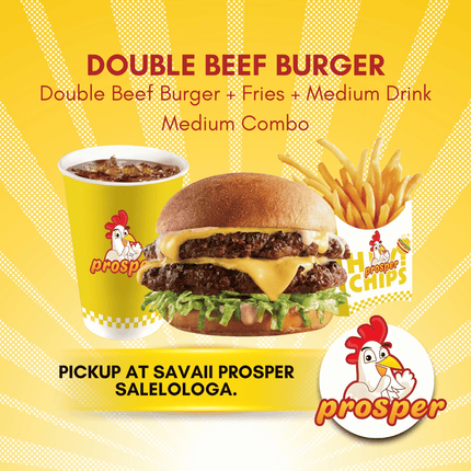 Double Beef Burger MEDIUM COMBO "PICKUP FROM PROSPER SAVAII, SALELOLOGA"