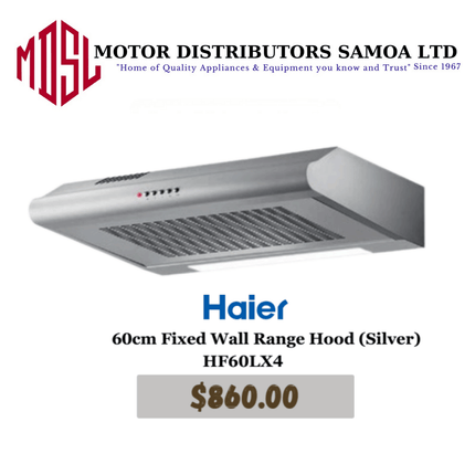 Haier 60cm Fixed Wall Range Hood Silver HF60LX4 "PICKUP FROM MOTOR DISTRIBUTORS SAVALALO"