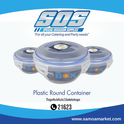 Plastic Round Container "Pick Up From S.O.S LTD, Togafuafua"