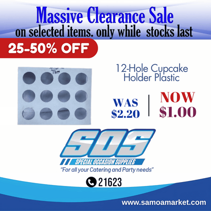 12-Hole Cupcake Holder Plastic "Pick Up From S.O.S LTD, Togafuafua"