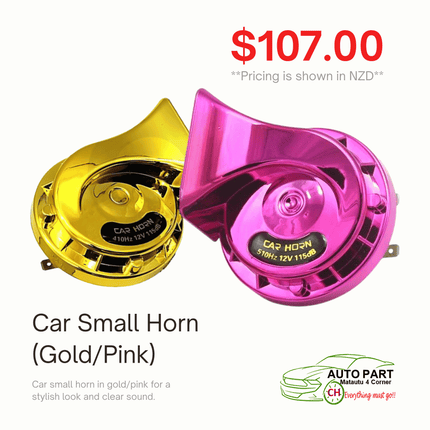 Car Small Horn (Gold/Pink) "PICKUP FROM AUTO PARTS, MATAUTU"