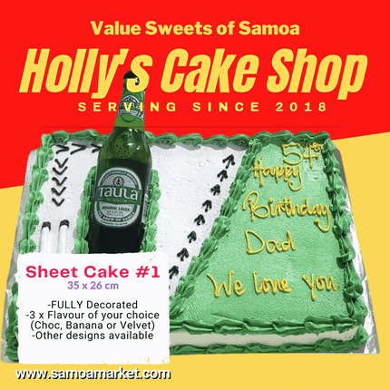 Sheet Cake #1 35x26cm "PICK UP AT VAITELE MARKET SHOP #R8, UPOLU"