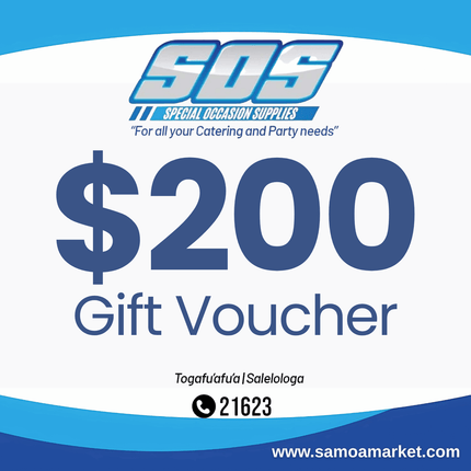 $200 Tala Gift Voucher "Pick Up From S.O.S LTD, Togafuafua"