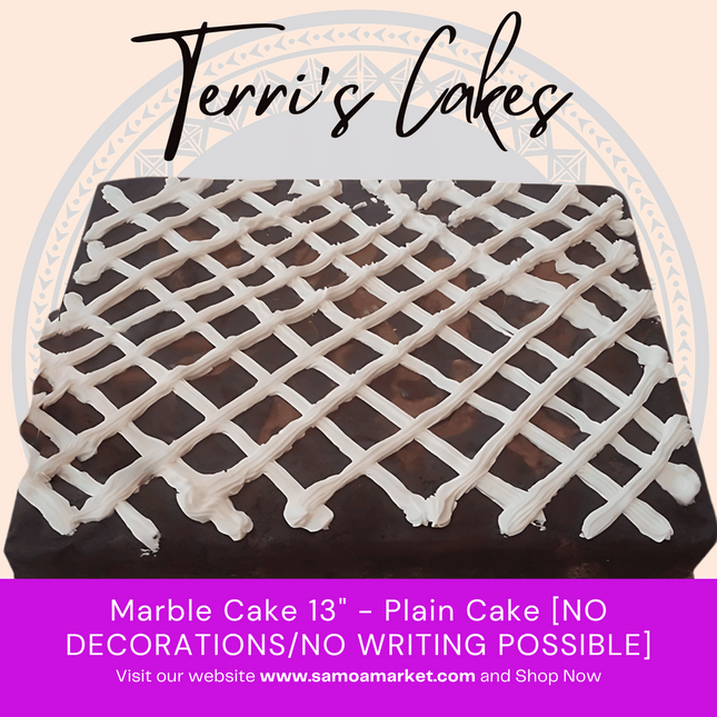 Marble Cake 13" - Plain Cake [NO DECORATIONS/NO WRITING POSSIBLE] Pickup from Terri's Cakes, Taufusi [24 hours notice required]