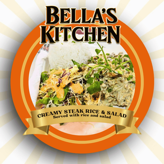 Creamy Steak Rice & Salad "PICKUP FROM BELLAS KITCHEN, TAUESE, APIA"