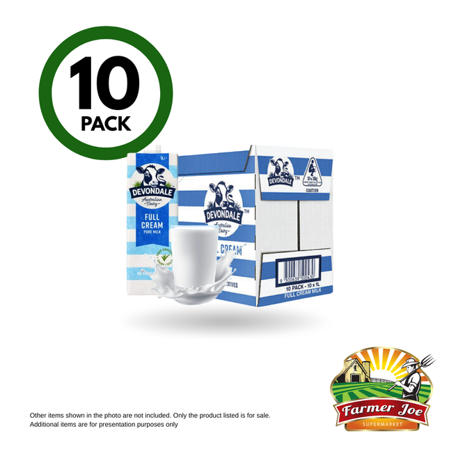 Devondale Full Cream Milk 10x1Ltr "PICKUP FROM FARMER JOE SUPERMARKET VAITELE ONLY"