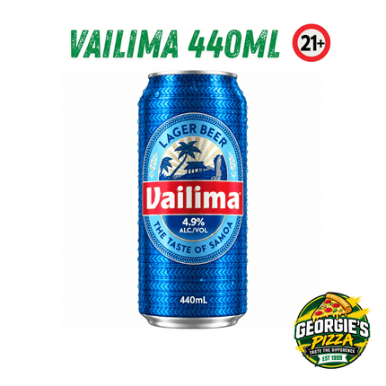 Vailima Beer Can 440mls 21+ Only “PICKUP FROM GEORGIES PIZZA TAUFUSI, UPOLU”