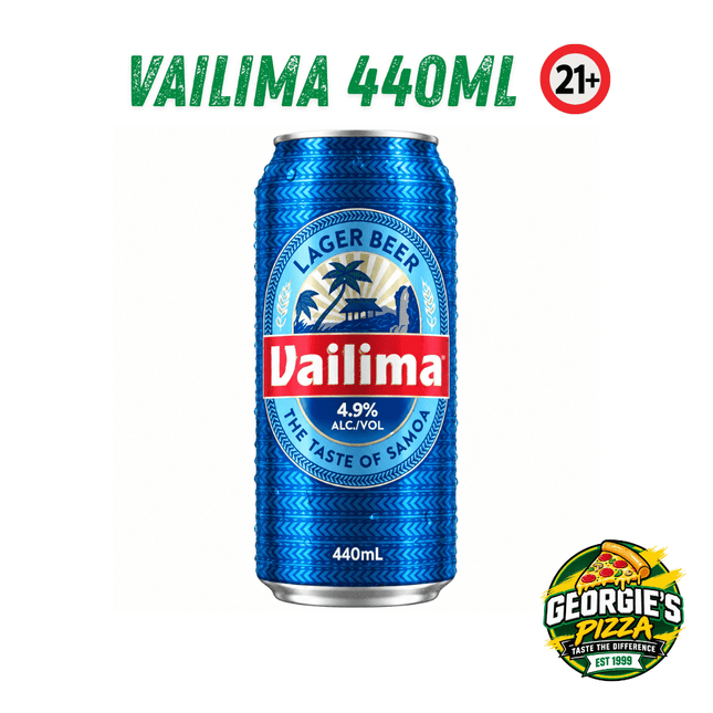 Vailima Beer Can 440mls 21+ Only “PICKUP FROM GEORGIES PIZZA TAUFUSI, UPOLU”