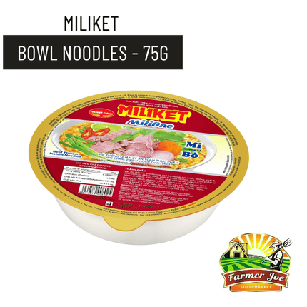 Miliket Bowl Noodles 75g "PICKUP FROM FARMER JOE SUPERMARKET UPOLU ONLY"