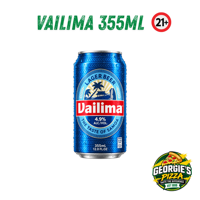 Vailima Beer Can 330mls 21+ Only “PICKUP FROM GEORGIES PIZZA TAUFUSI, UPOLU”