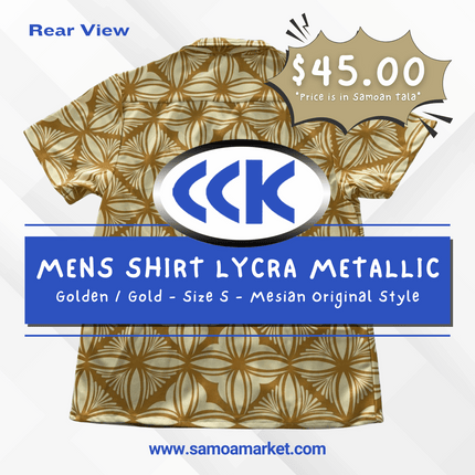 MENS SHIRT LYCRA METALLIC - Golden / Gold - Size S - Mesian Original Style "PICKUP AT CCK CLOTHING STORE SALEUFI, VAITELE or SALELOLOGA"