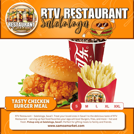 Tasty Chicken Burger SML Meal "PICKUP FROM RTV SALELOLOGA"