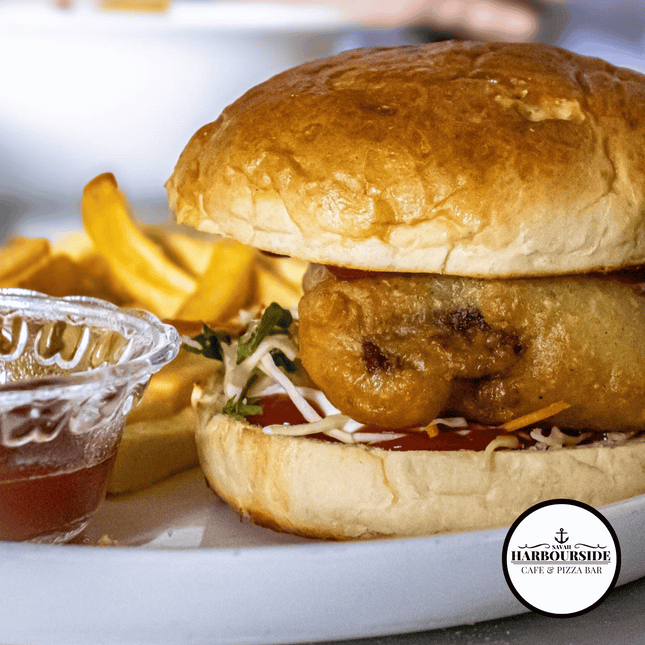 Fish Burger "PICK UP AT SAVAII HARBOURSIDE CAFE & PIZZA BAR ONLY"