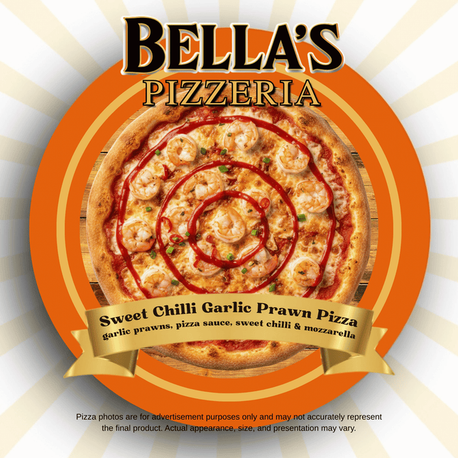 Sweet Chilli Garlic Prawn Pizza "PICKUP FROM BELLAS KITCHEN, TAUESE, APIA"