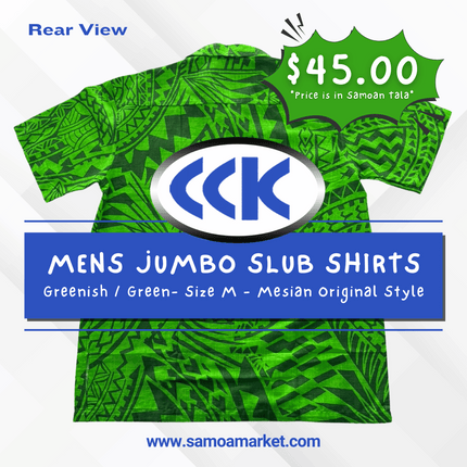 MENS JUMBO SLUB SHIRTS - Greenish / Green- Size M - Mesian Original Style "PICKUP AT CCK CLOTHING STORE SALEUFI, VAITELE or SALELOLOGA"