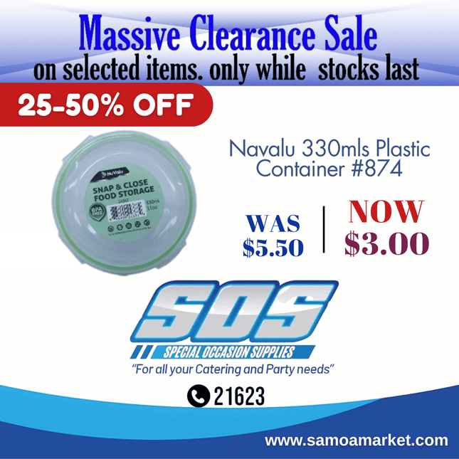 Navalu 330mls Plastic Container #874 "Pick Up From S.O.S LTD, Togafuafua"