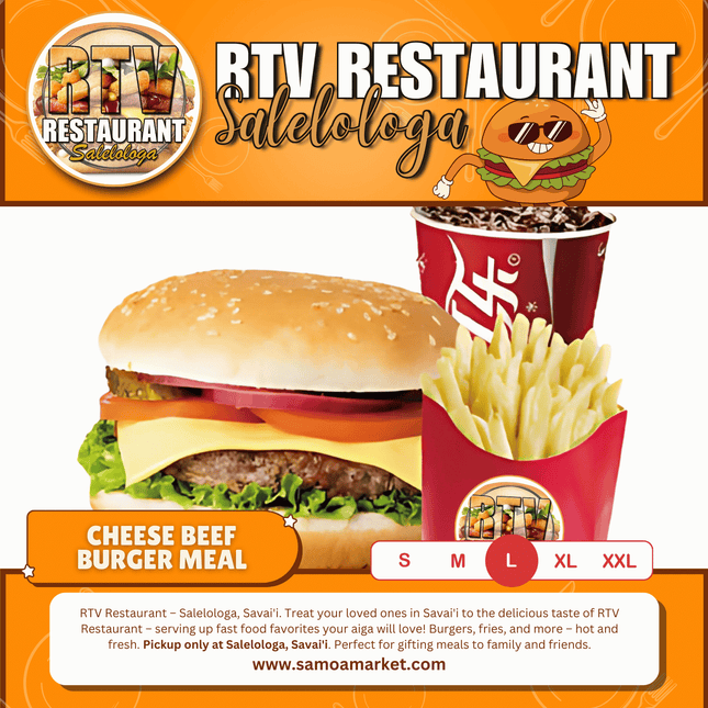 Cheese Beef Burger LRG Meal "PICKUP FROM RTV SALELOLOGA"