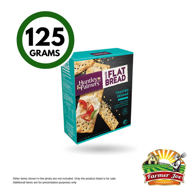 Huntley & Palmers Flat Bread Toasted Sesame 125g "PICKUP FROM FARMER JOE SUPERMARKET VAITELE ONLY"