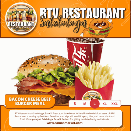 Bacon Cheese Beef Burger LRG Meal "PICKUP FROM RTV SALELOLOGA"