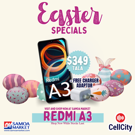 Redmi A3 Easter Special - Plus FREE Charger Adaptor [PICK UP FROM CELL CITY UPOLU]