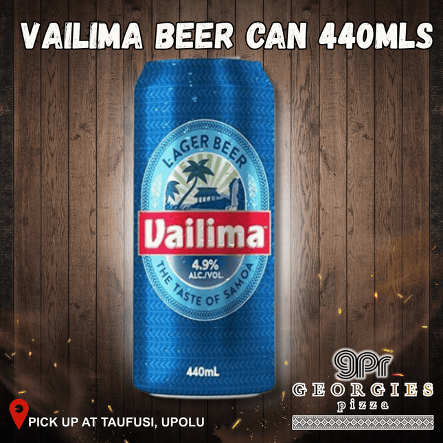Vailima Beer Can 440mls 21+ Only “PICKUP FROM GEORGIES PIZZA TAUFUSI, UPOLU”
