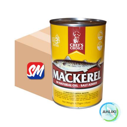 Chefs Choice Mackerel Natural Oil 8PACK x 425g (Yellow Label Premium Mackerel) [SORRY, SOLD OUT] "PICKUP FROM AH LIKI WHOLESALE"