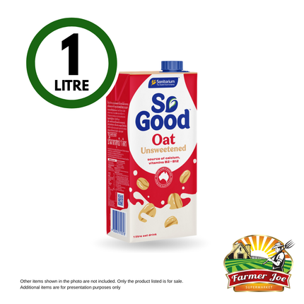 So Good Oat Unsweetened 1Ltr ''PICKUP FROM FARMER JOE SUPERMARKET VAITELE ONLY"