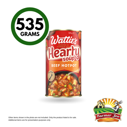 Watties BigNHearty Beef Veg&Barly 535g ''PICKUP FROM FARMER JOE SUPERMARKET VAITELE ONLY"