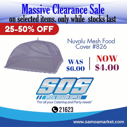 Nuvalu Mesh Food Cover #826 "Pick Up From S.O.S LTD, Togafuafua"