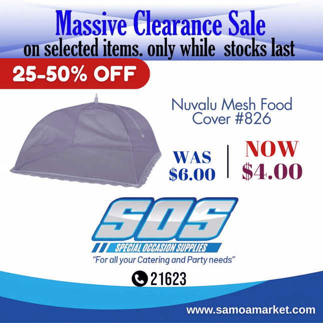 Nuvalu Mesh Food Cover #826 "Pick Up From S.O.S LTD, Togafuafua"