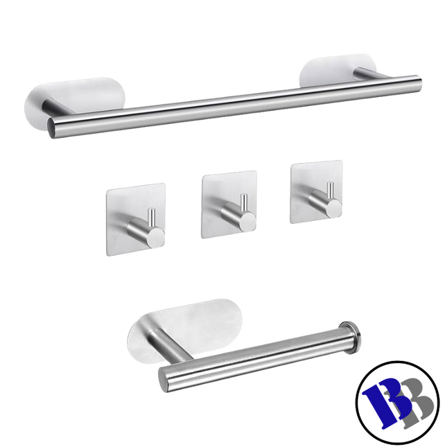 Towel Hanger Bathroom Combo (5in1) Stainless Steel Brushed Silver "PICKUP FROM BLUEBIRD LUMBER & HARDWARE"