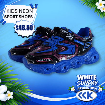 Kids Sport Shoes (Blue Spider Neon) "PICKUP AT CCK CLOTHING STORE SALEUFI, VAITELE or SALELOLOGA"