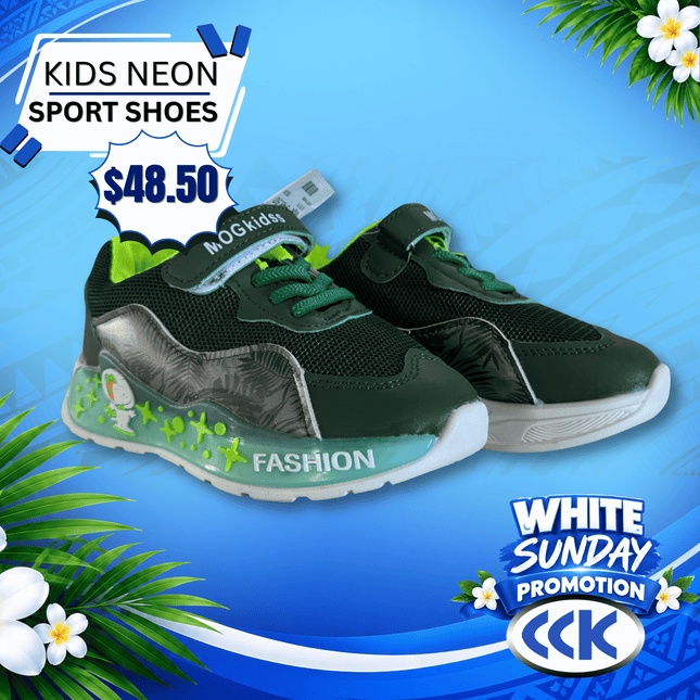 Kids Sport Shoes (MOG Fashion Green Neon) "PICKUP AT CCK CLOTHING STORE SALEUFI, VAITELE or SALELOLOGA"