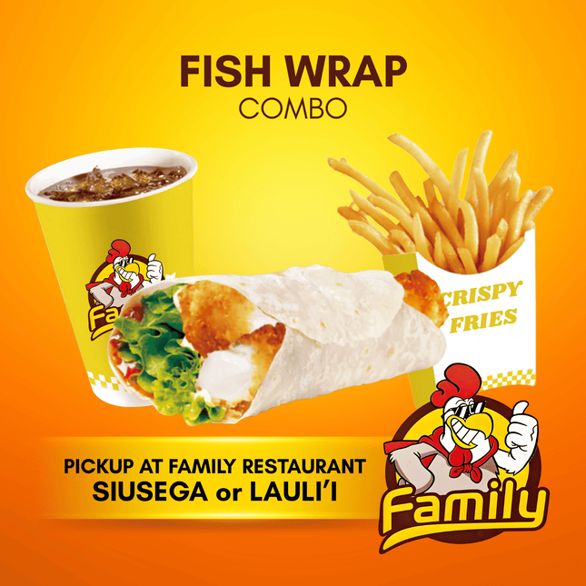Fish Wrap Combo (PICK UP FROM FAMILY RESTAURANT SIUSEGA OR LAULI'I ONLY)