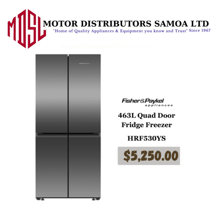 463L Quad Door Fridge Freezer HRF530YS "PICKUP FROM MOTOR DISTRIBUTORS SAVALALO"