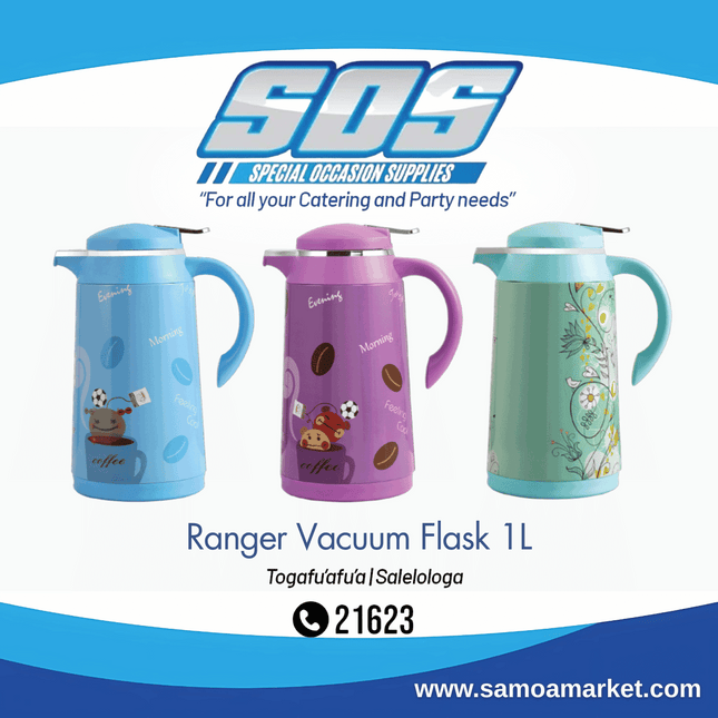 Ranger Vacuum Flask 1L "Pick Up From S.O.S LTD, Togafuafua"