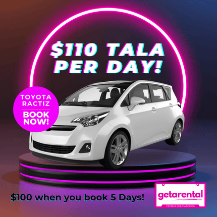 Toyota Ractiz 5 Seater (White #2) Small Car - Rental Car Price Per Day [3 DAY MINIMUM] Please contact us first