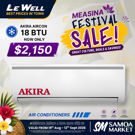 Akira Air Con Unit 18000BTU (PICK UP FROM LE WELL COMPANY SAVALALO ONLY)