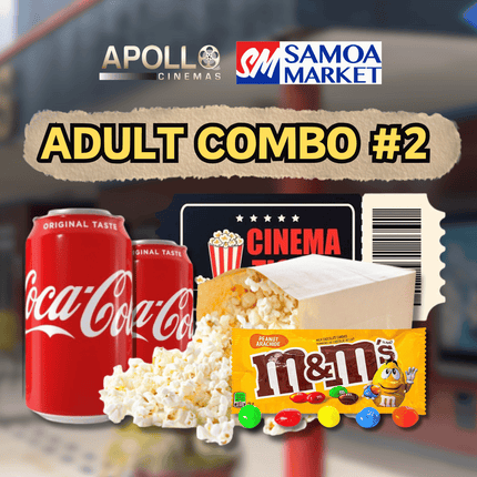 Adult Combo #2 - "1 X ADULT TICKET, 1 X M&M, 1 X LGE POPCORN, 2 X SODA CANS"