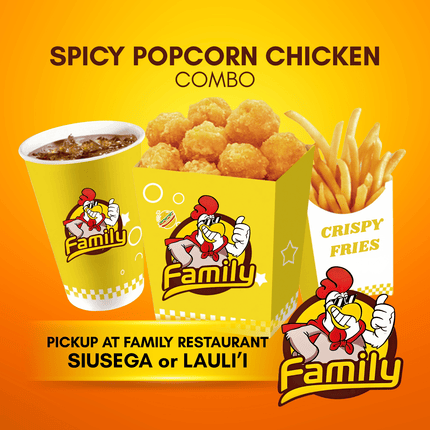 Spicy Popcorn Chicken Combo (PICK UP FROM FAMILY RESTAURANT SIUSEGA OR LAULI'I ONLY)